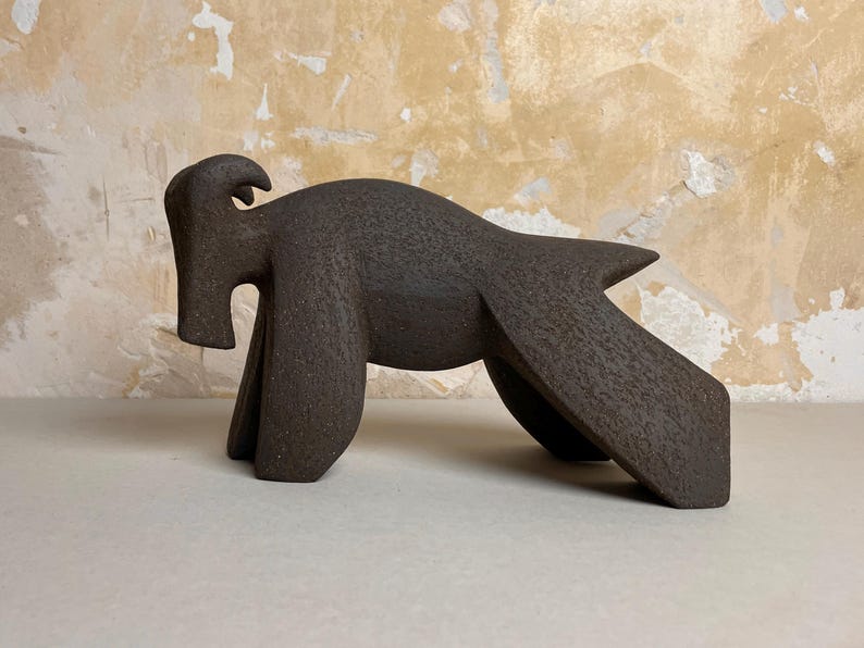 Ceramic sculpture-Mountain Goat. Clay figurine art handmade natural materials interior original gift collecting custom pet sculpture image 2