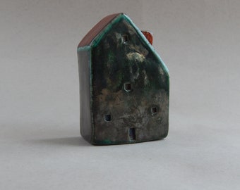 Ceramic house, small house,Raku ceramics, house collection,rustic,white house,home decor,for the mantelpiece,Christmas present,birthday gift