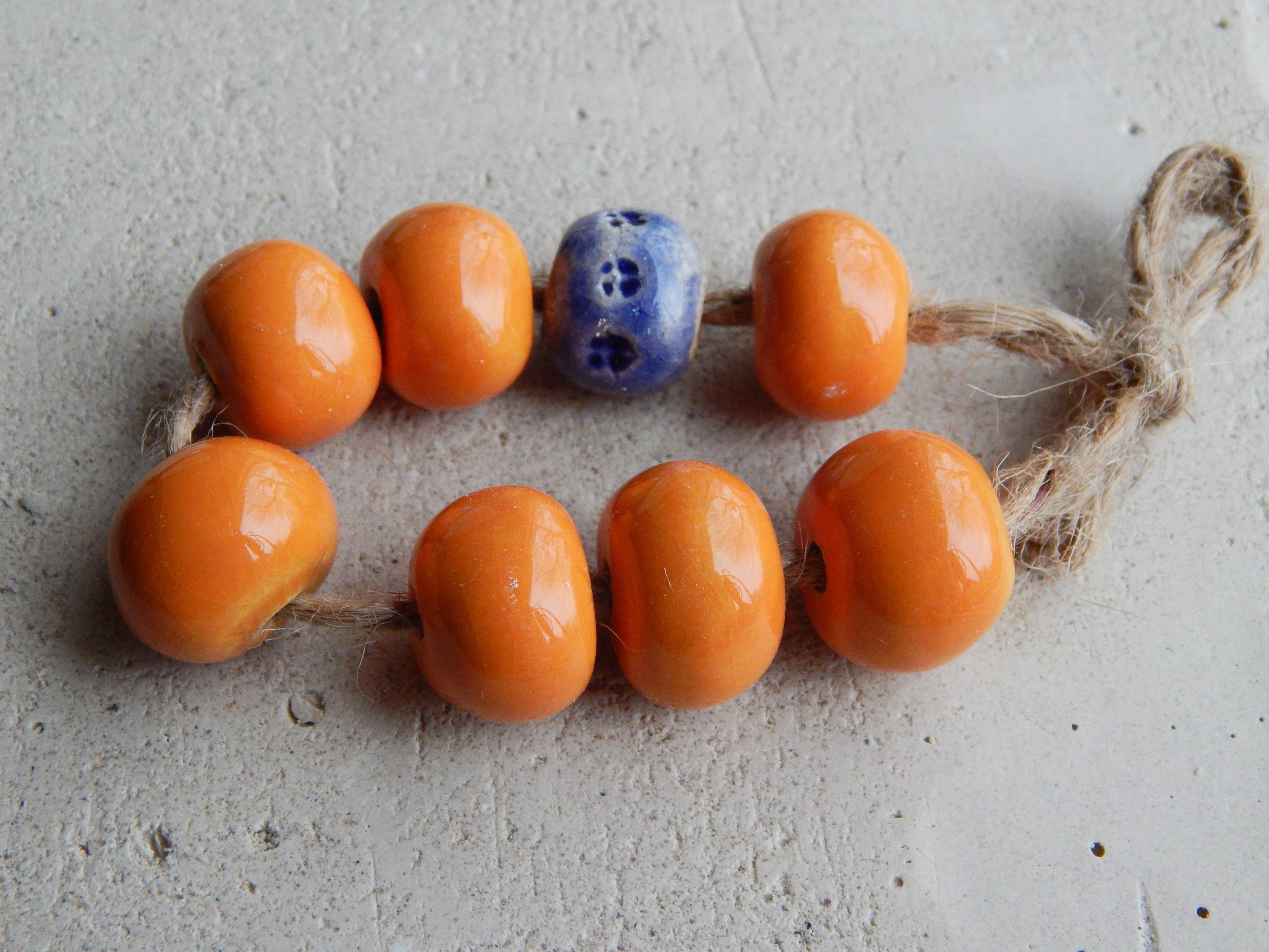 Set of 8 ceramic beads orange beads ceramic P African | Etsy