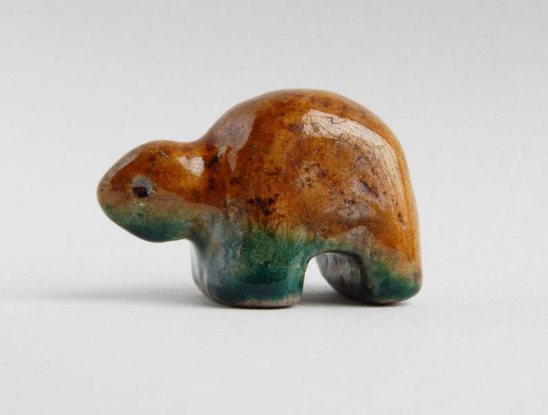 Ceramic figure Turtle, Raku ceramics, figurine, Christmas decor, Christmas present, prespoppy, animals, art, birthday present, minimalism image 1