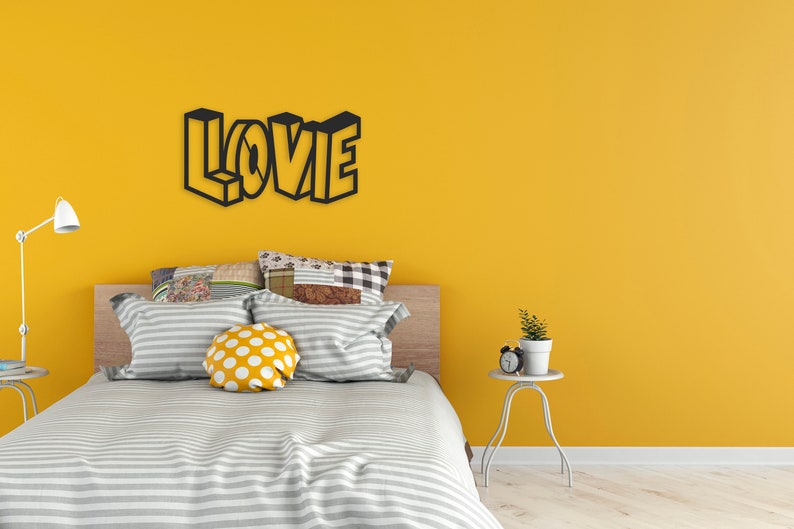 Love Metal Wall Art Love Metal Wall Hanging Bedroom Decor Etsy