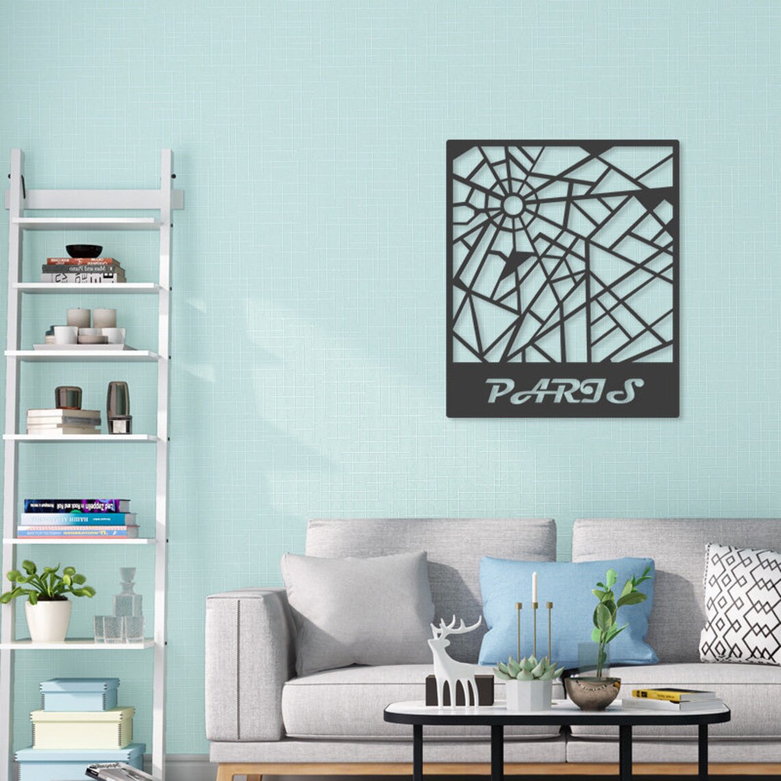 Paris Map Metal Art Wall Decor Paris City Art Wall Hanging Etsy