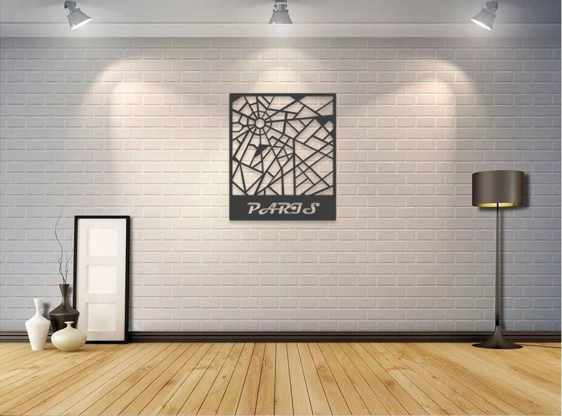 Paris Map Metal Art Wall Decor Paris City Art Wall Hanging Etsy