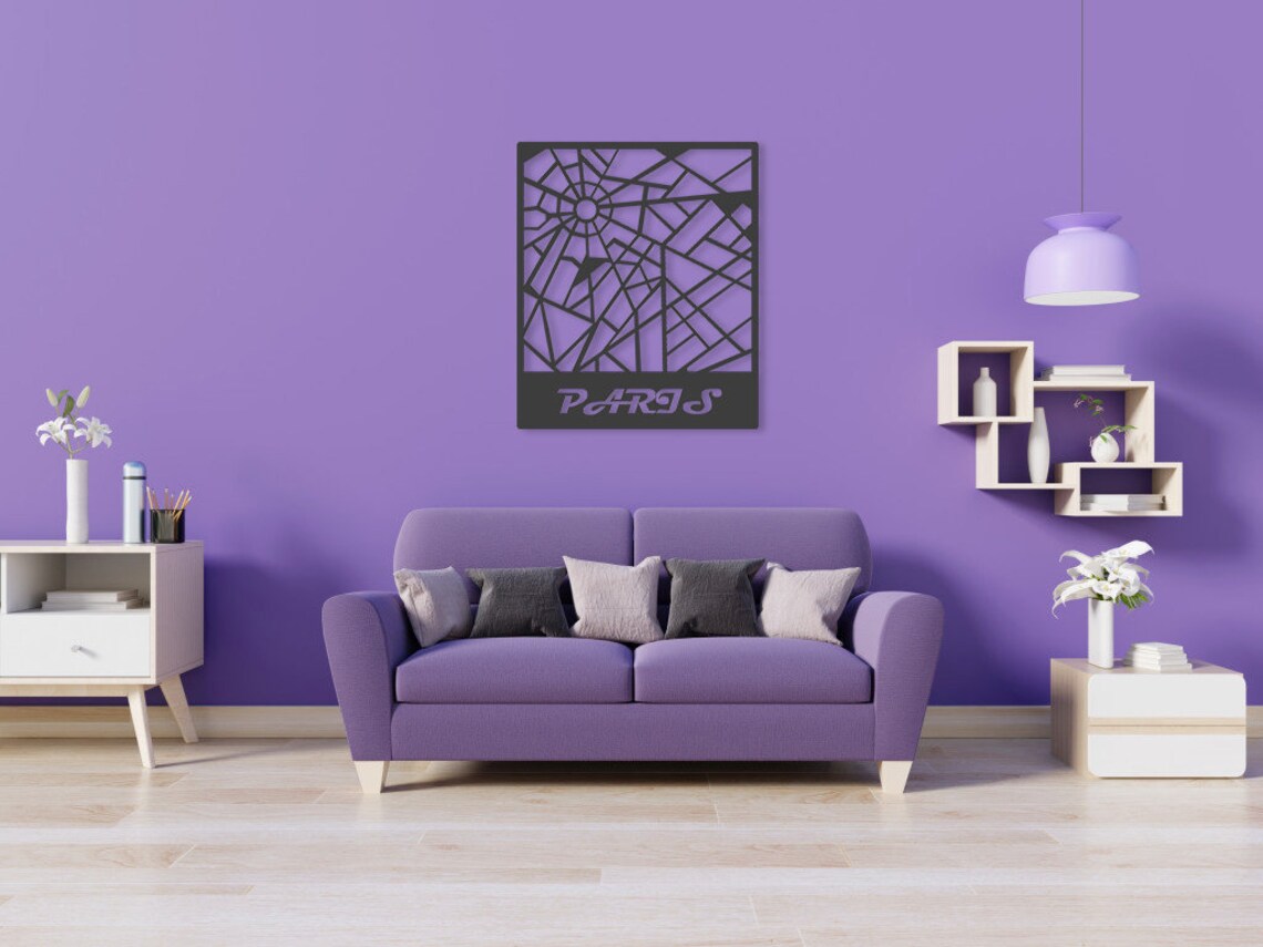 Paris Map Metal Art Wall Decor Paris City Art Wall Hanging Etsy