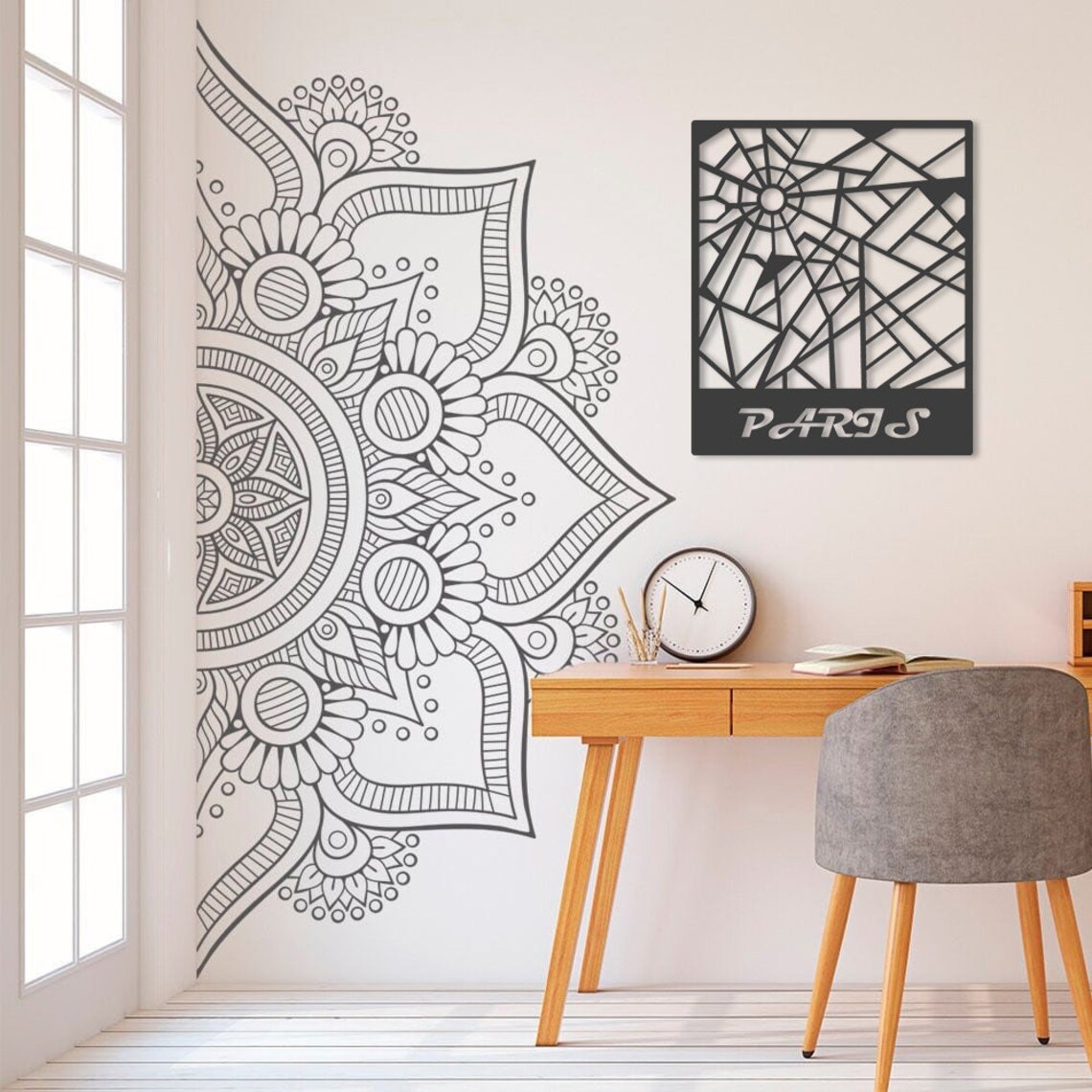 Paris Map Metal Art Wall Decor Paris City Art Wall Hanging Etsy