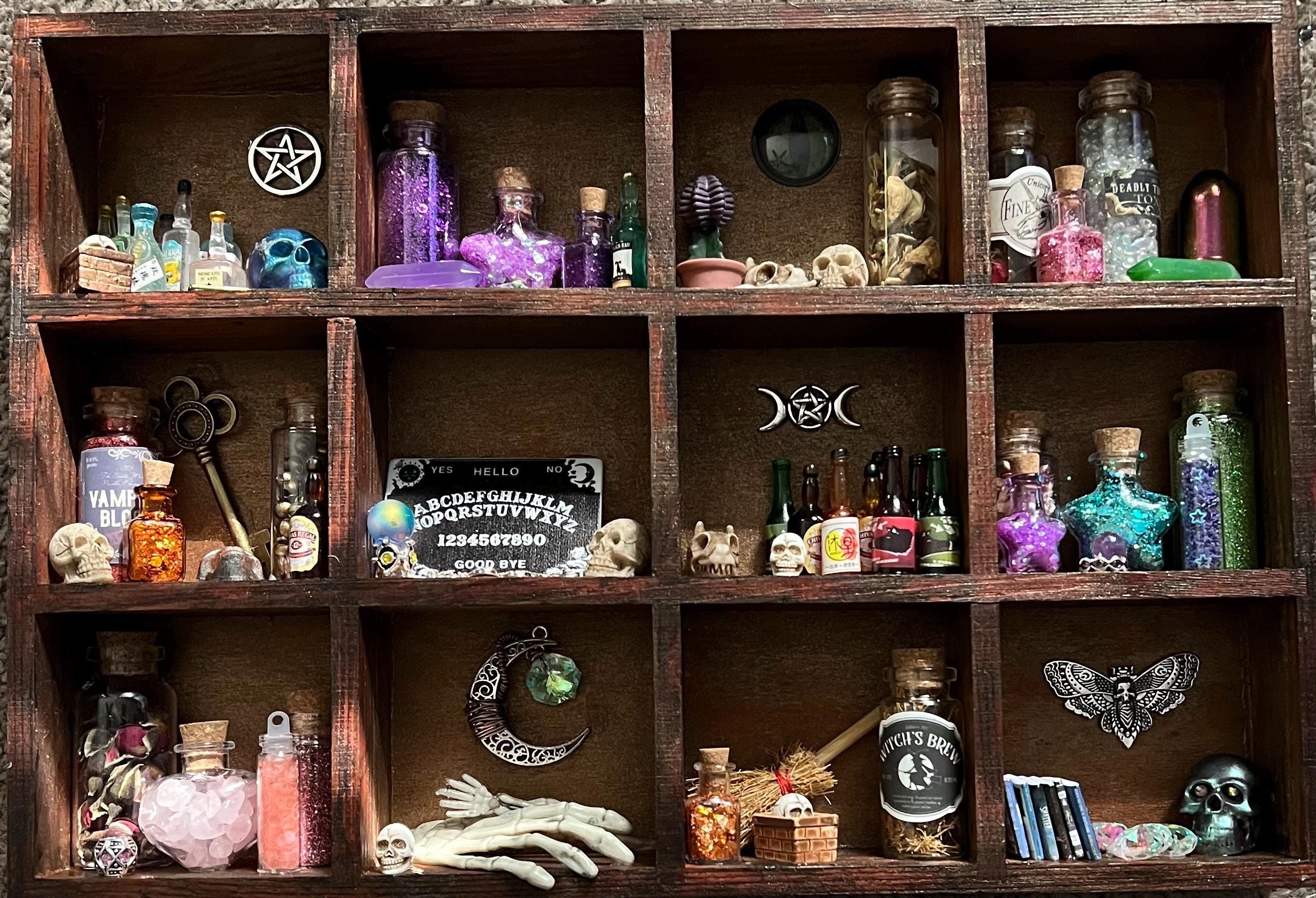 Large Witch’s Cabinet Halloween Apothecary Witches Shelves