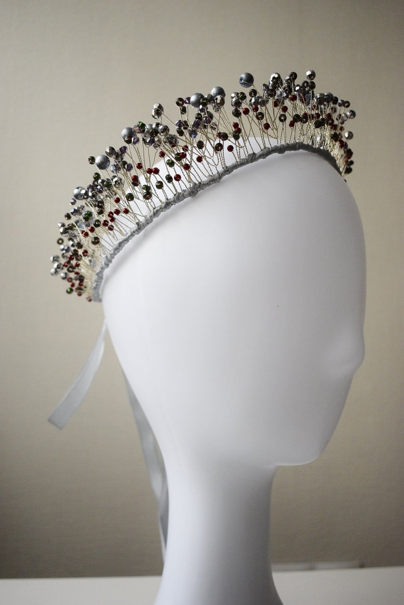 headpiece hair accessories bridal tiara accessory Silver crown silver color dresscode wedding wreath gift for girl berries in snow