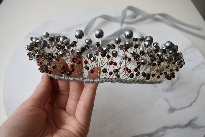 headpiece hair accessories bridal tiara accessory Silver crown silver color dresscode wedding wreath gift for girl berries in snow
