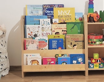 Montessori Bücherregal, Sperrholz Bücherregal, Kinder Bücherregal, Regal für Kinder, modernes Bücherregal,