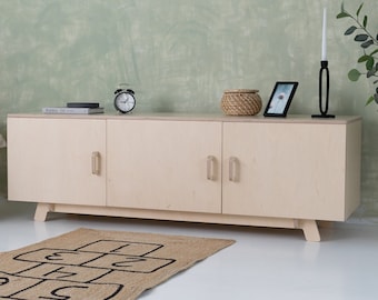 TV-Schrank aus Holz, elegante Aufbewahrungslösung für Ihr Zuhause, Sperrholz in Premiumqualität