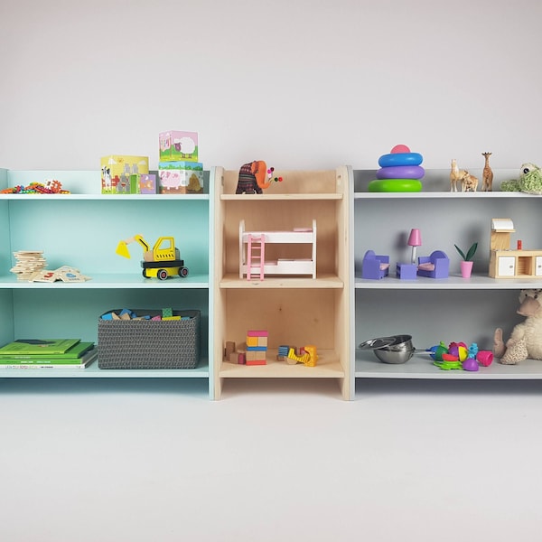 Kurz | Langes montessori Spielzeugregal | modernen Möbel aus Holz