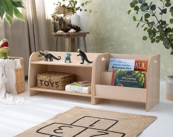 LOT de 2 petites étagères montessori, bibliothèque de rangement pour tout-petit et étagère à jouets