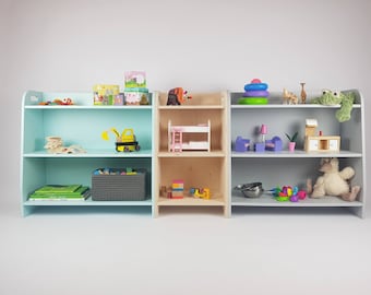 Short | Long montessori toy shelf | modern wooden furniture