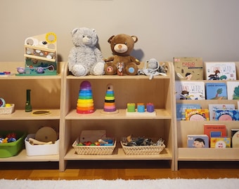 montessori spielzeug regal, kinder lagerung, modernes spielzeug regal, sperrholz regal, kinder regal, sperrholz möbel