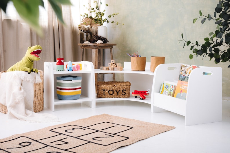 Small montessori toy shelf, toodler shelf, modern wooden furniture image 4