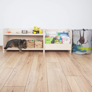 Small montessori toy shelf, toodler shelf, modern wooden furniture image 7