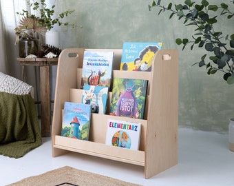 Montessori Front facing Wooden bookshelf, kids room, simple and safe design