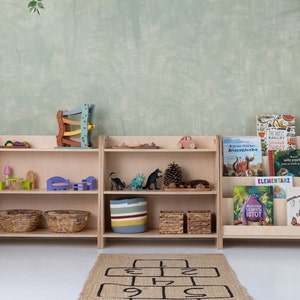LOT de 3 étagères montessori, bibliothèque de rangement pour enfants et deux étagères à jouets