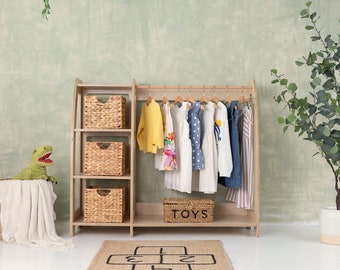 Armoire Montessori, meubles en bois, portant ouvert, armoire pour tout-petits