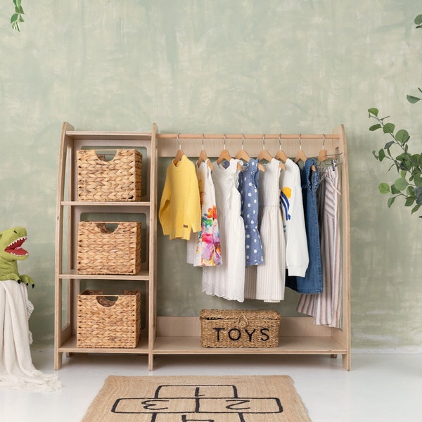 Armoire Montessori, meubles en bois, portant ouvert, armoire pour tout-petits