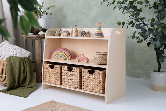 Spielzeug regal, montessori spielzeug regal, modernes spielzeug regal, sperrholz regal, kinder regal, versandkostenfrei