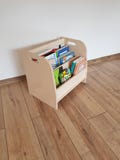 Small montessori bookshelf box, wood toddler modern shelf