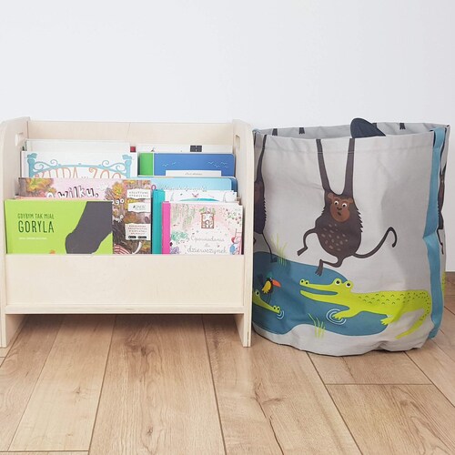 Small Montessori Bookshelf Box Wood Toddler Modern Shelf Etsy