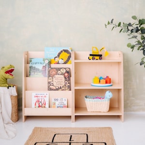 LOT de 2 étagères montessori, bibliothèque de rangement pour enfants et étagère à jouets Fine sanding for DYI