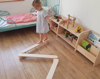 Wooden Balance Beam for Kids, Montessori Acrobat Beam