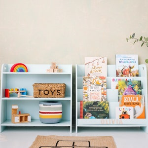 SET of 2x montessori shelves, childrens storage book case, and toyshelf Mint