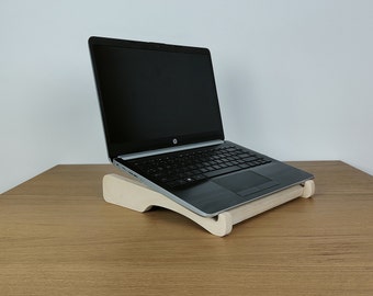 Soporte para portátil de madera de abedul báltico, ángulo ajustable, espacio de trabajo ergonómico,