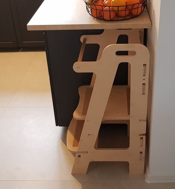 Montessori Wooden Learning Tower Kitchen Helper Stool Etsy