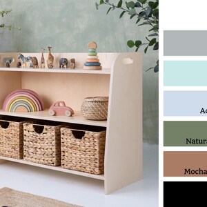Original modular montessori shelf made from certified wood, toy storage image 10