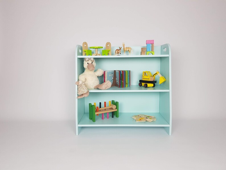 Original modular montessori shelf made from certified wood, toy storage Mint