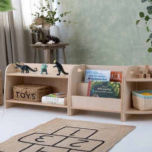 Small montessori toy shelf, toodler shelf, modern wooden furniture image 3