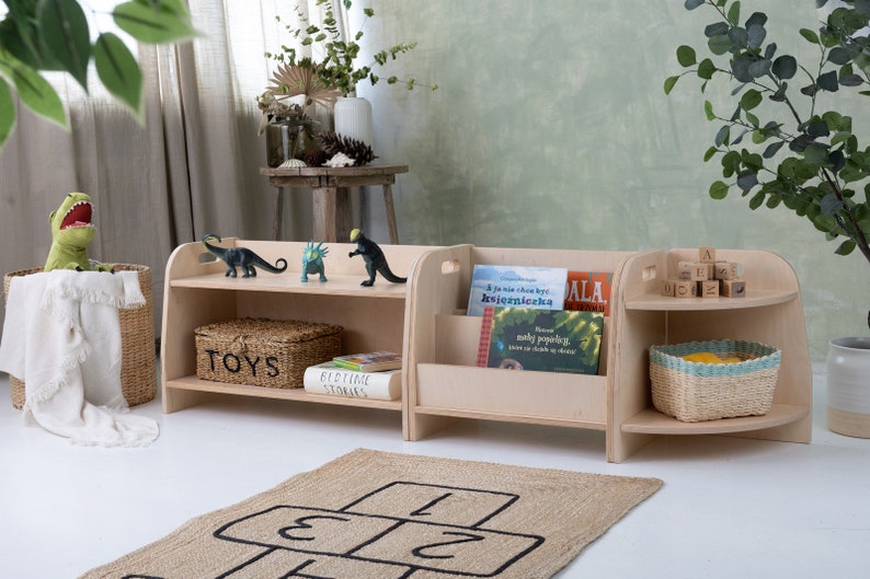 Small montessori toy shelf, toodler shelf, modern wooden furniture image 3