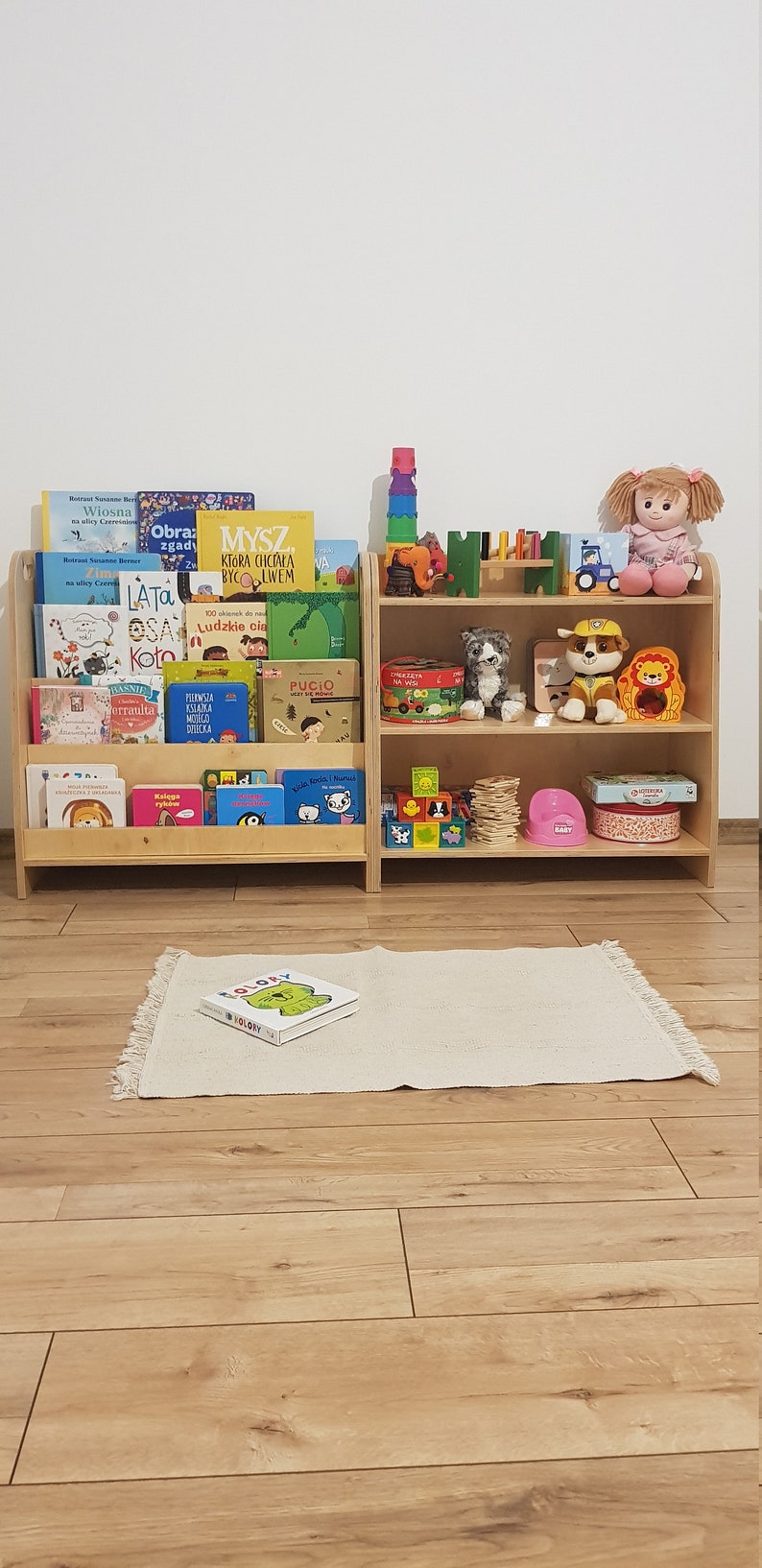 gray toy shelf