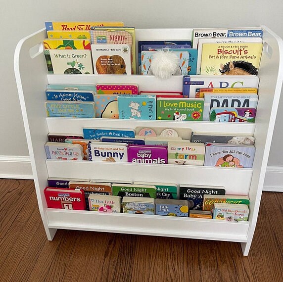 White Montessori Bookshelf Plywood Bookshelf Kids Bookshelf Etsy