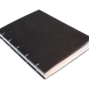5.5x4&quot; Lay-flat Coptic Bound Notebook - Black Cover -  Blank Sketchbook - Unlined Journal - Minimalist Journal