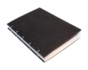 Lay-flat Travel Mixed Media Watercolor Sketchbook - Coptic Bound Black Cover 5.5x4"