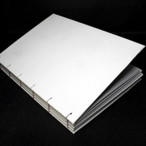 Cuaderno encuadernado en copto plano blanco - Diario sin forro - Cuaderno de bocetos en blanco - Libro de invitados de boda - Varios tamaños