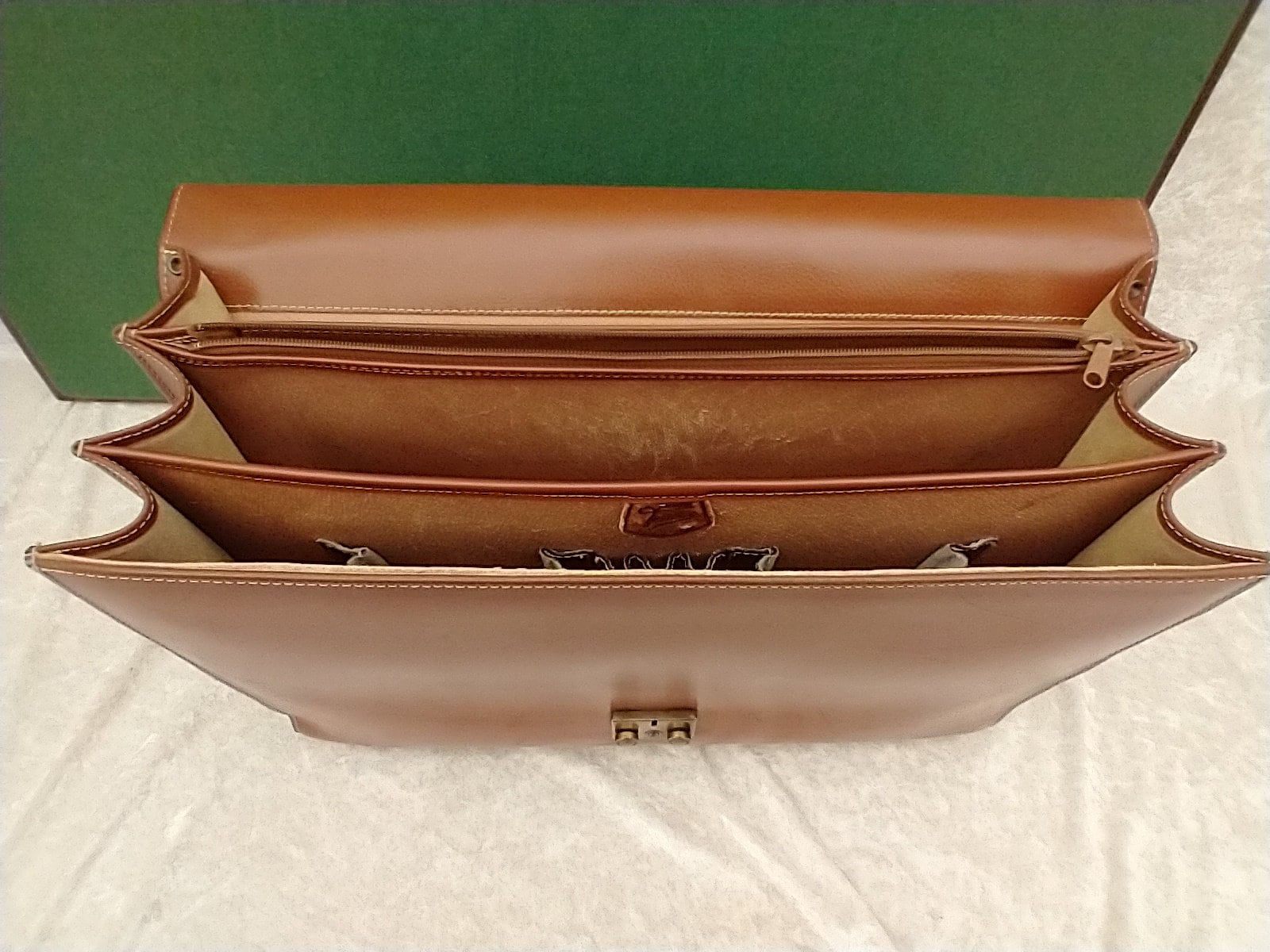 Porte-documents / Mallette Vintage En Cuir Véritable TEXIER - Marron - Occasion En Bon état