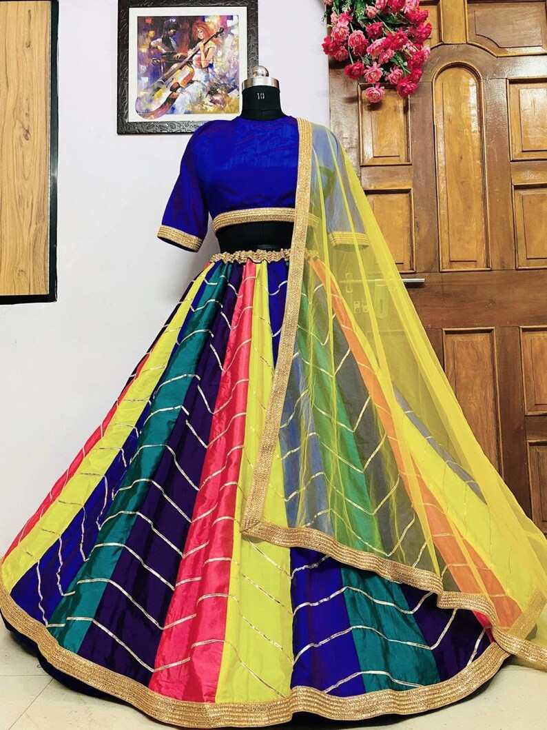 lehenga choli in heavy taffeta silk