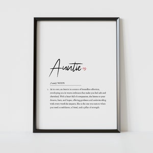 Auntie Definition Print, Personalised Auntie, Cute Funny Poster, For Her, Special Aunt (Digital Download)