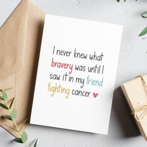 Friend Fighting Cancer, Beat Cancer Card, Gift for Friend, Inspirational Card, Encouragement Card, Bravery Gift,  Chemo Card, Treatment Card