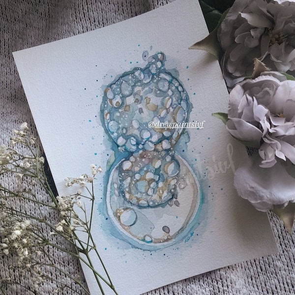 Hand painted Custom Bespoke Embryo Watercolour IVF Painting | Single Embryo - Custom Original Artwork