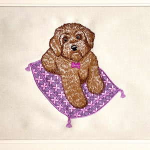 Daisy the Cockapoo Dog (Poodle Cross Breed) Machine Embroidery File, Sketched Style. Monotone and Colour. See item description for details.