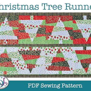 PDF Sewing Pattern - Quilted Christmas Runner - Digital Download. Stack & Whack Patchwork Square.