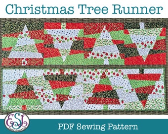 PDF Sewing Pattern - Quilted Christmas Runner - Digital Download. Stack & Whack Patchwork Square.