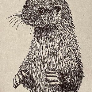 Otter Machine Embroidery File, Sketched Style, Monotone. 5 sizes, 7 file formats. British Wildlife image 7